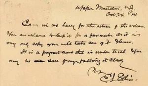 RAR! "Lost in the Rockies" Autor Edward Ellis handgeschriebener Brief datiert 1914 - Bild 1 von 3