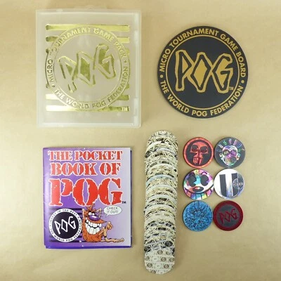 Auténtico Lote Marca POG de 50 Pogs 6 Slammers Estuche Micro Torneo Tablero de Juego Foto 1 de 3