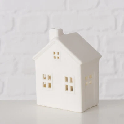Boltze Dekoaufsteller Haus Lykka Dekoration Stilvoll weiß Porzellan 7 x 5 x 10cm - Bild 1 von 4