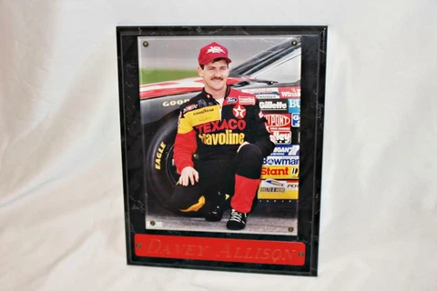 NASCAR Racer Davey Allison Photo File under Plexiglas On Composite Plaque Cover