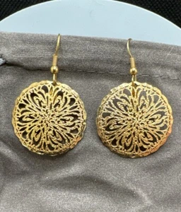 G Italy Signed 18k GP Gold Filigree Pierced Earrings ~ C - Picture 1 of 7