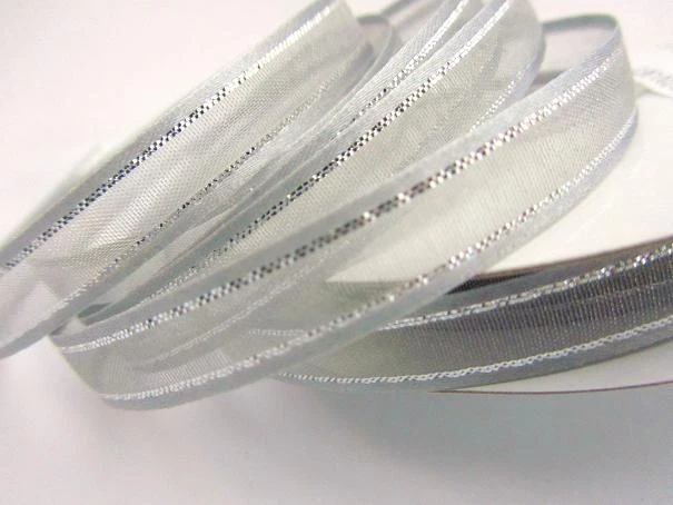 Cinta de organza plateada transparente de 25 yardas rollo/boda de 3/8" 7/8" R56-10 colores Foto 1 de 1