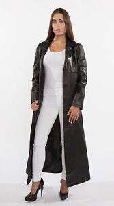 Leather Trench Coat / Full Length Overcoat For women Winter Jacket.