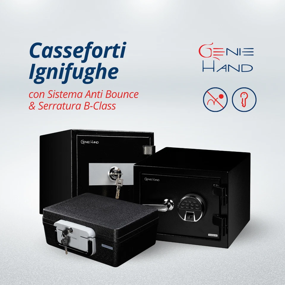 GENIE HAND Cassaforte Ignifuga Elettronica o Meccanica per Armadio da Muro a Incasso Mobile