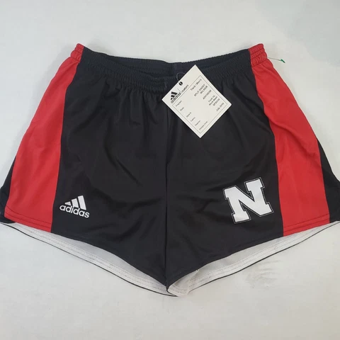 Adidas Nebraska Cornhuskers  Men's Track Split Short with Liner Black / Red NCAA Cover