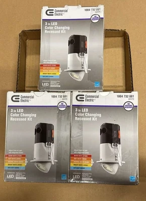 Downlight empotrado cardán LED de 3" eléctrico comercial, 2700K-5000K cepillado Foto 1 de 4