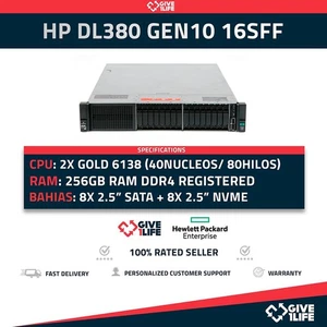 HP Proliant DL380 Gen10 16SFF (8X NVME) 2x Gold 6138 (40 Núcleos 80 Hilos) 25... - Bild 1 von 8