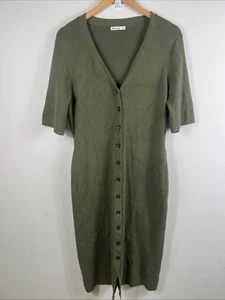 MARINE LAYER Women’s Bella Button Rib Dress In Burnt Olive Size XL Bamboo Blend - Picture 1 of 6
