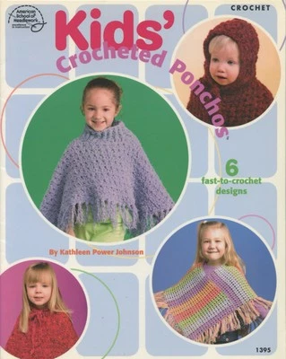 American School of Needlework Crochet Pattern Book 1395 6 Kids Crocheted Ponchos - Image 1 of 2