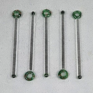 5 Weihnachtsmotiv mundgeblasene Glas Getränk Rühren Rührstäbchen Weihnachtskränze 6" - Bild 1 von 8