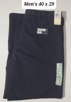 Dockers Signature Khaki Men's Navy Check Pants Size 40 x 29 NWT($62 Msrp) - Image 1 of 4