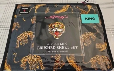 Ed Hardy King Size Sheet Set with 6 Pieces  Tiger Black - Image 1 of 3