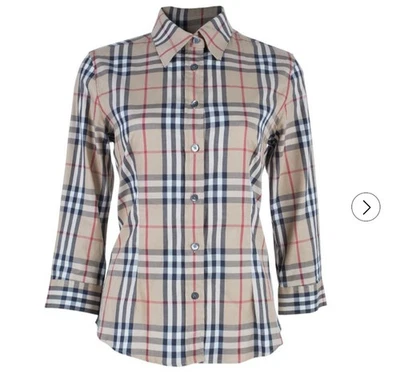 Burberry Women's London Plaid PrintThree- Quarter Sleeve Button Down Size XL - Image 1 of 4