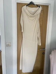 Reiss Sutton Off-Shoulder Knitted Jumper Dress Cream, Size L - Picture 1 of 8