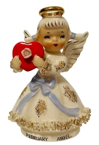Estatuilla de Ángel de San Valentín Lefton Febrero de Colección Años 50 con Pegatina de Lámina - Como Nueva - Imagen 1 de 4