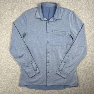 Lululemon Commission Long Sleeve Button Shirt Large Blue Stretch Performance - Picture 1 of 6