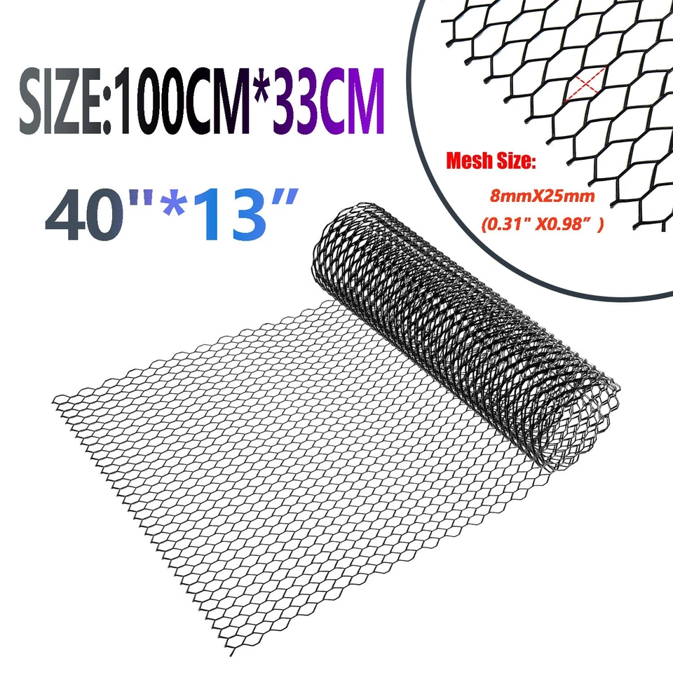 Cubierta de rejilla de malla de aluminio negro para parachoques de coche guardabarros capó rejilla de ventilación red 40" x 13" Foto 1 de 4