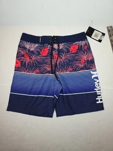 Hurley Floral Printed Board Shorts Boys 8/24 Midnight Navy - Picture 1 of 8