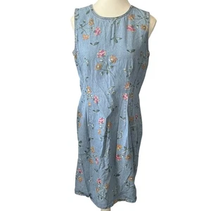 Vestido Denim Glory Desteñido De Colección Para Mujer Floral Sin Mangas Midi Informal Años 90 Botones - Imagen 1 de 5