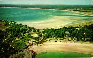Vintage Aerial View Of Prouts Neck Showing Pine Point Maine Postcard - Picture 1 of 2