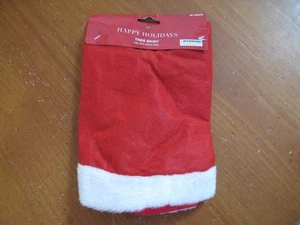 Miniature Christmas Tree Skirt Red Felt With White Fuzz Trim 18"  Happy Holidays - Picture 1 of 2