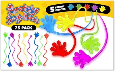 GIRAFFE MANUFACTURING 75 Pcs Bulk Sticky Hands for Kids - Mini Slappy Slap Little Small Multicolor