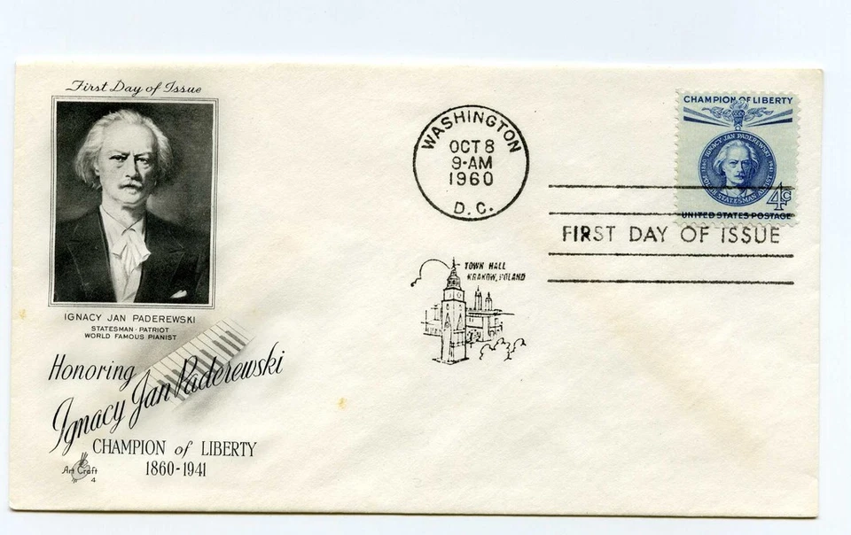 1159 4c Ignacy Paderewski ArtCraft  FDC - Image 1 of 1