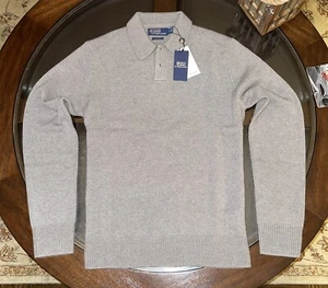 Ralph Lauren Gent’s Size Medium 100% Luxury Cashmere Polo Sweater Gray New w Tag - Picture 1 of 7