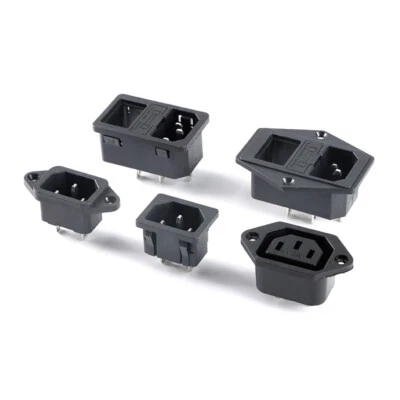 IEC Power Socket Connector AC 250V 10A Male Female Plug Jack 3 Pin PCB Panel - Image 1 of 4