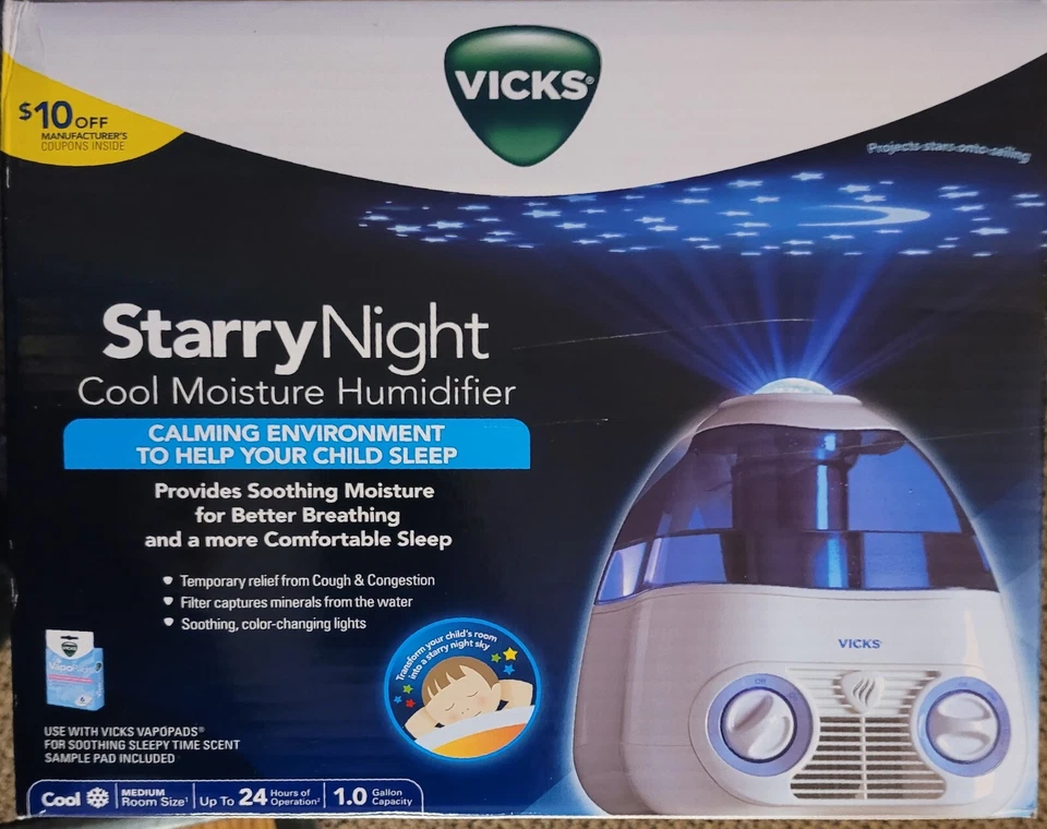Vicks V3700 Starry Night Cool Moisture Humidifier For Medium Room Size 1 Gallon - Image 1 of 1