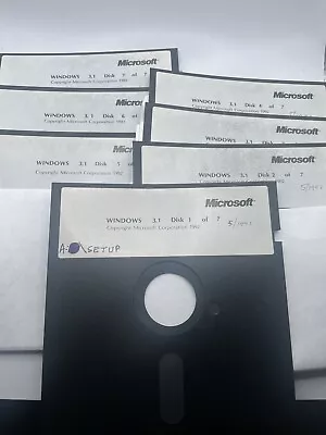 Windows 3.1 Microsoft PC 7 Disk Set 5.25” 1992 Retro Computer AS IS UNTESTED - Image 1 of 4