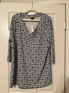 Talbots Black and White Top Size 2X New with Tags - Picture 1 of 4