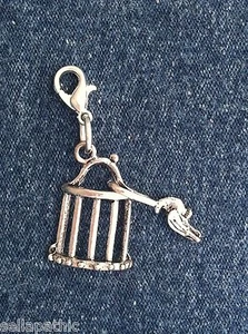 Birdcage Bird Cage Antiq Silver Alloy Charm Bookmark Bracelet Scrapbooking 3/4" - Picture 1 of 2