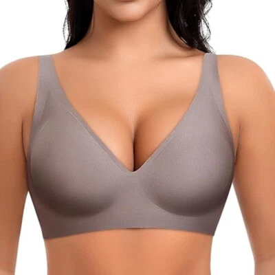 Sujetadores inalámbricos Deep V sin aros sujetador cómodo acolchado sin costuras push up para mujer Foto 1 de 4