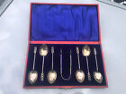 CASED SET OF 6x VICTORIAN SILVER SPOONS & TONGS - WILLIAM DEVENPORT 1898
