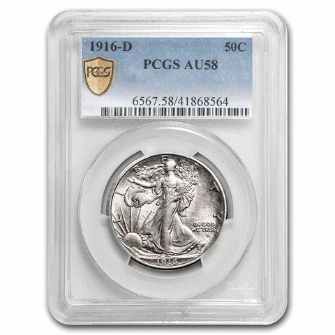 1916-D Walking Liberty Half Dollar AU-58 PCGS - SKU#102342 Cover