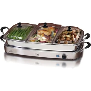 3 x 2.5 Qt Trays Buffet Server Oven Safe Pan Food Warmer Temperature Control - Bild 1 von 9