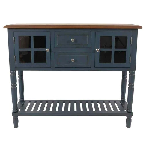 Decor Therapy Sideboard+Buffet Table 34.25"X42"X14" Antique Navy Wood Top Hinged Cover