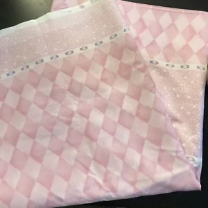 3 Yards x 61 Zoll rosa Diamantform Stern lila Band Baumwolle Stoff - Bild 1 von 4