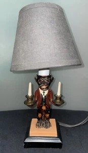 Vintage Monkey Butler Mini Accent Lamp With Bulb & Shade Working Condition Rare - Picture 1 of 6