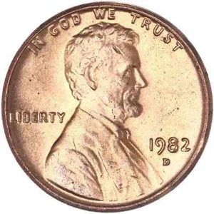 1982 D   Large Date Copper Lincoln Memorial Cent - BU - Picture 1 of 2