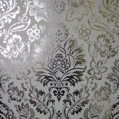 Fine Decor Platinum Foil Damask Silver Metallic Wallpaper FD42562 - image 1 of 3