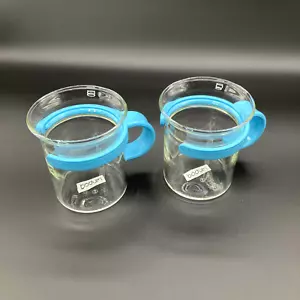 Bodum Light Blue Round Handle Glass Espresso Mugs 3.5 in Lot of 2 - Picture 1 of 10