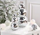 Fierce Home Set of 2 Stacked Discoball Snowmen in Silver