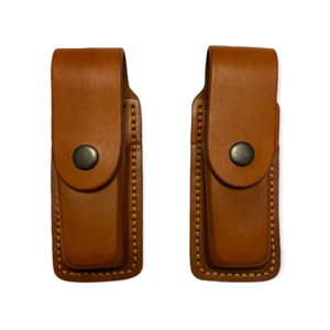 2X DOUBLE STACK LEATHER MAG POUCHES - Picture 1 of 4