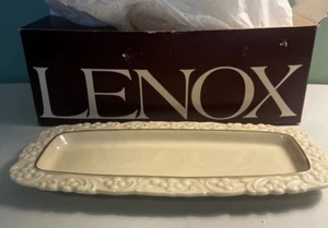 Lenox rechteckiges Greenwich Elfenbein, Porzellantablett, handdekoriertes Borte 24K Gold - Bild 1 von 4