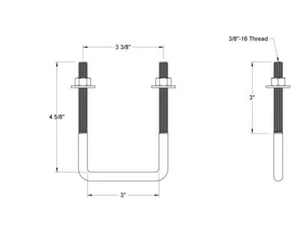 4 Stück Vierkant U Bolzen 304 Edelstahl, 3/8"-16 Gewindegröße, 3" Breite, 4-5/8" Höhe - Bild 1 von 1