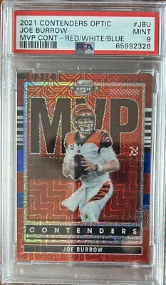 2021 Optic Joe Burrow MVP Red White Blue Mojo Prizm /13 Low Pop 2 PSA 9 Mint💎🔥 - Image 1 of 3
