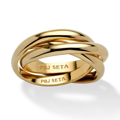 Yellow Gold-Plated Rolling Triple Band Crossover Ring - Image 1 of 4