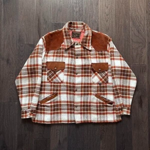 True Vintage 70s LWL Plaid Shacket Sport Chief Raw Hide Snap Button Jacket - Picture 1 of 6